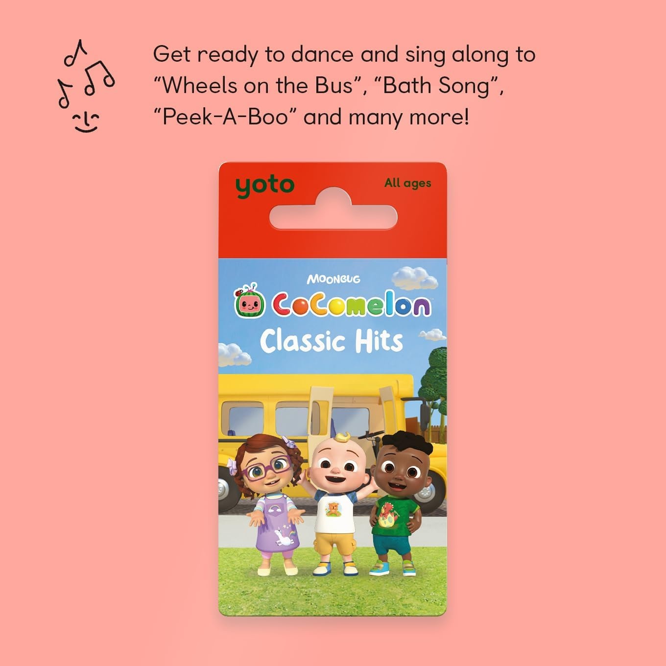 image:imageYOTO CoComelon Classic Hits Kids Audiobook Card for Use with Player amp Mini Allin1 Audio Device Educational amp ScreenFree Listening with Fun Singalong Music for Playtime Parties amp Travel All Ages