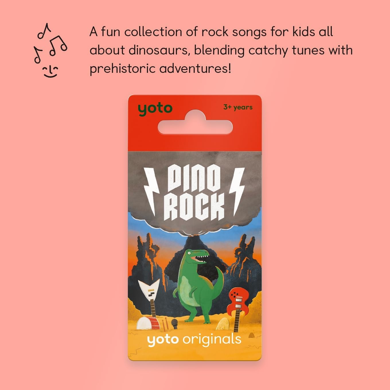 image:imageYoto Dino Rock  Kids Audio Card for Use with Player amp Mini Allin1 Audio Player ScreenFree Listening with Fun Festive Music for Playtime Travel amp Holiday Parties Ages 3