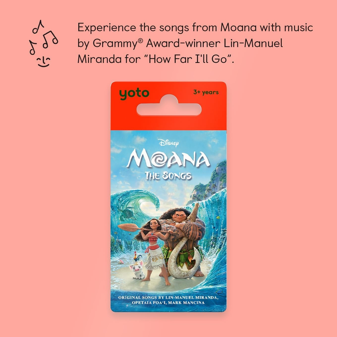 image:imageYoto Disney Moana The Songs  Kids Musical Card for Use with Player amp Mini Allin1 Audio Device ScreenFree Listening with Fun Singalong Songs for Playtime Parties amp Travel Ages 3