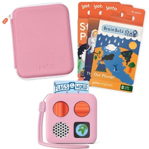 image:imageYOTO Mini Bundle  Starter Pack for Big Kids  The Solar System  BrainBots Our Planet  Adventure Jacket amp Card Case in Think Pink  Kids ScreenFree Bluetooth Audio Player Allin1 Travel Device