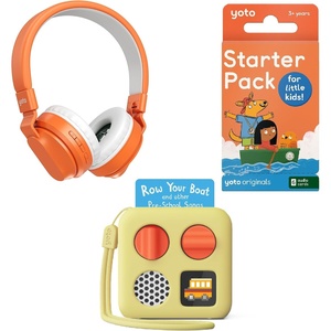 image:imageYoto Mini Bundle  Starter Pack for Little Kids  Wireless Headphones  Sweetcorn Jacket  Kids ScreenFree Bluetooth Audio Player Allin1 Travel Device for Stories Music Podcasts Radio White Noise