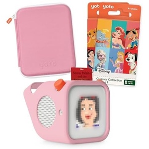 image:imageYoto Player Bundle  Disney Classics Vol1 amp Vol2  Adventure Jacket amp Card Case in Think Pink  Kids ScreenFree Bluetooth Audio Player Allin1 Travel Device for Stories Music Podcasts White Noise